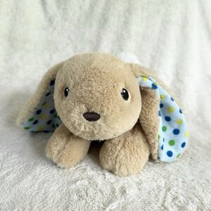 Dan Dee Floppy Eared Bunny Rabbit Plush Blue Polka Dots On Ears Feet Light Brown